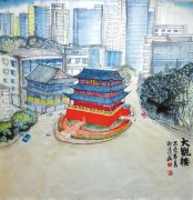 <b>大观楼、翠屏山 乐山画家手绘宜宾</b>