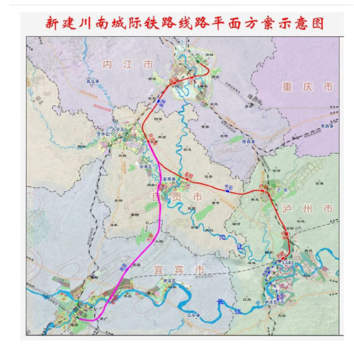 川南城际铁路线路平面图