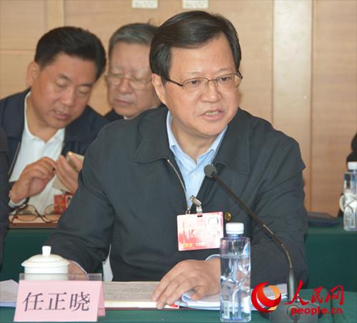 全国政协委员、国家粮食局局长任正晓在联组讨论上发言。（人民网记者 夏晓伦摄）