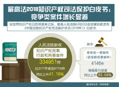 <b>最高法2018知识产权司法保护白皮书：竞争类案件增长显著</b>