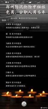 沉痛悼念！郑州7名牺牲党员干部名单公布